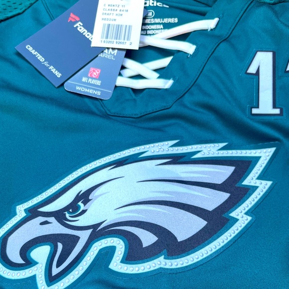 Fanatics Midnight Green Philadelphia Eagles Wentz Draft Me Lace-Up T-Shirt M NWT - Picture 8 of 10